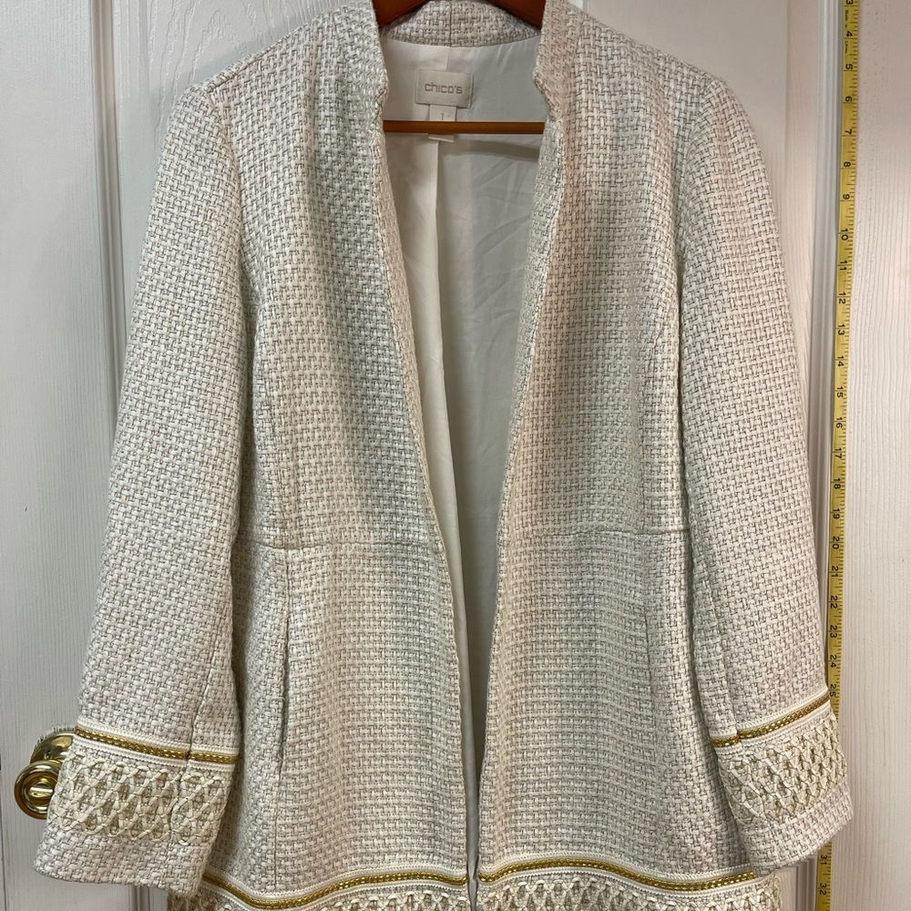 Chico’s cream open front jacket coat blazer size 1